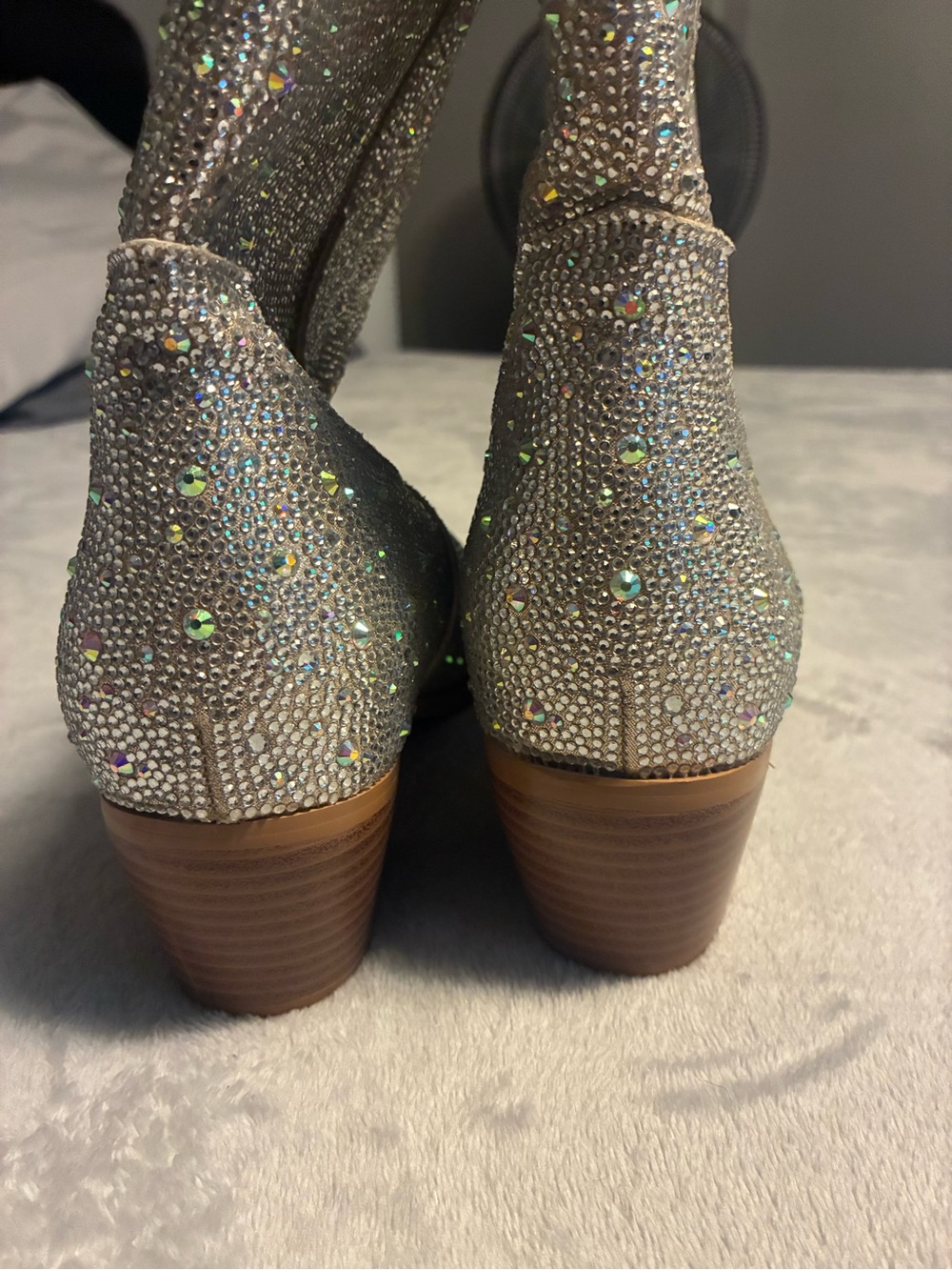 Amazon Silver Rhinestone Western Ankle Boots - Picture 4 of 10
